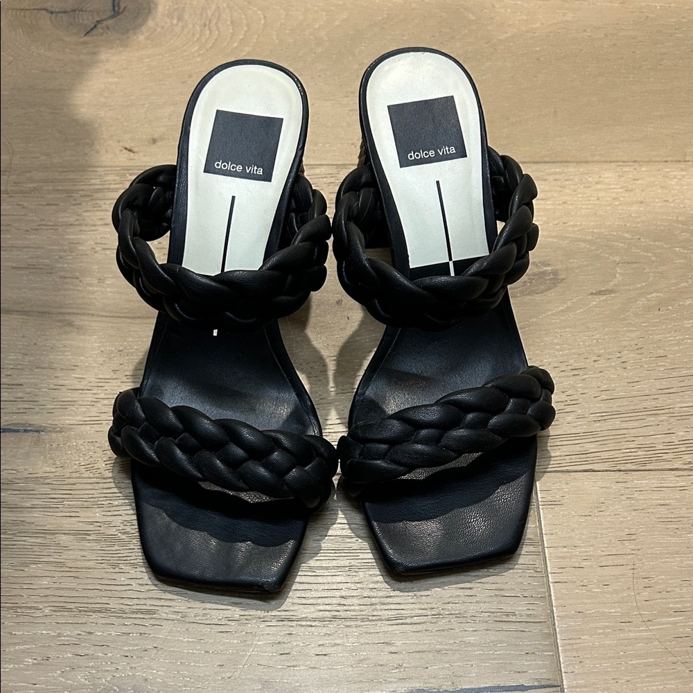 Dolce Vita Black Braided Sandal Heel